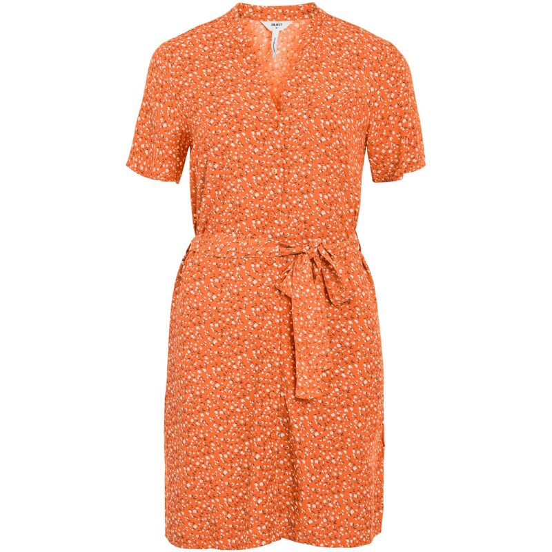 OBJECT Košilové šaty Ema Elise tmavě zelená / oranžová / bílá 109076136