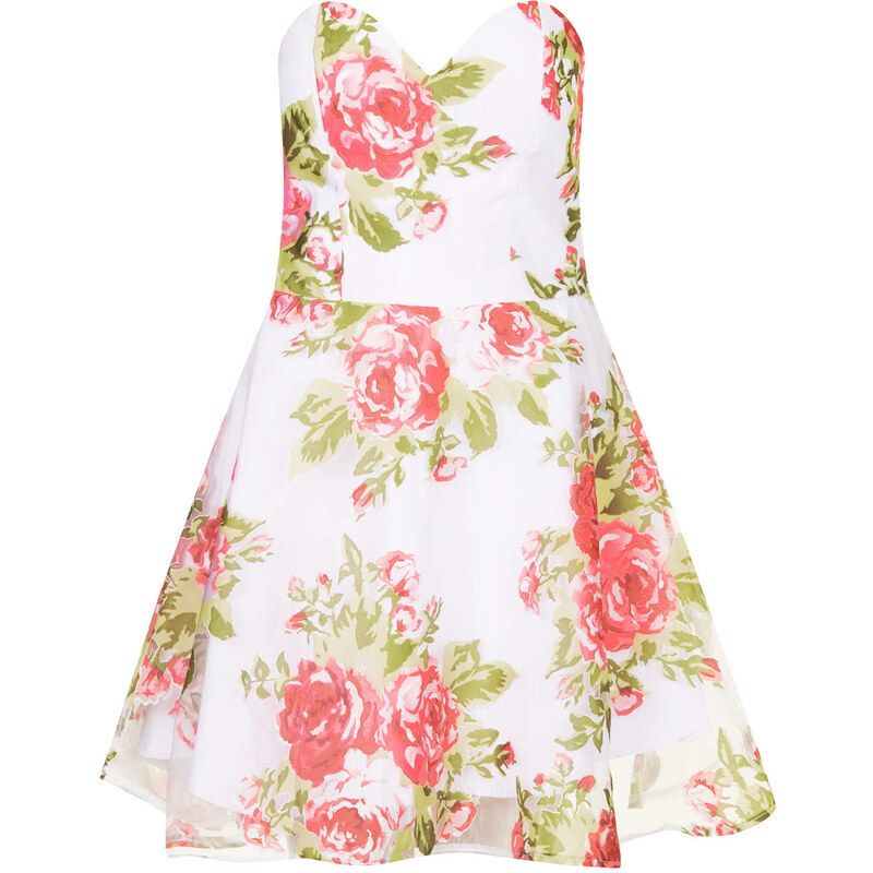 Topshop **Rose Print Sweetheart Prom Dress by Rare