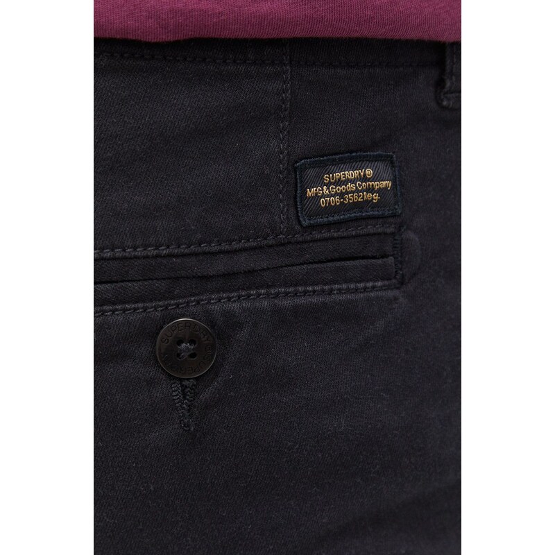 Kalhoty Superdry pánské, černá barva, ve střihu chinos