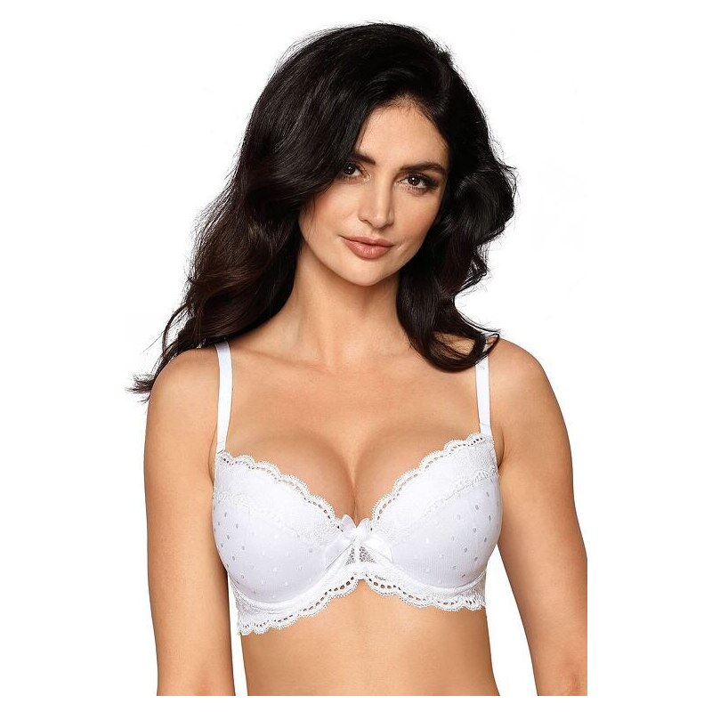 Roza Podprsenka push-up Lagerta bílá s krajkou 73364456