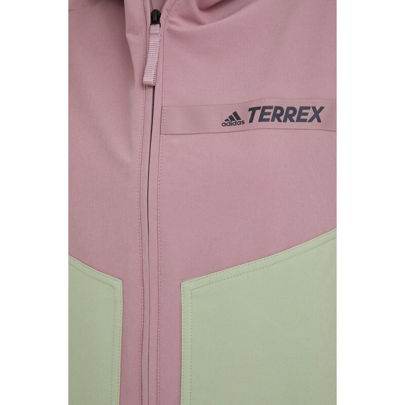 Outdoorová bunda adidas TERREX růžová barva