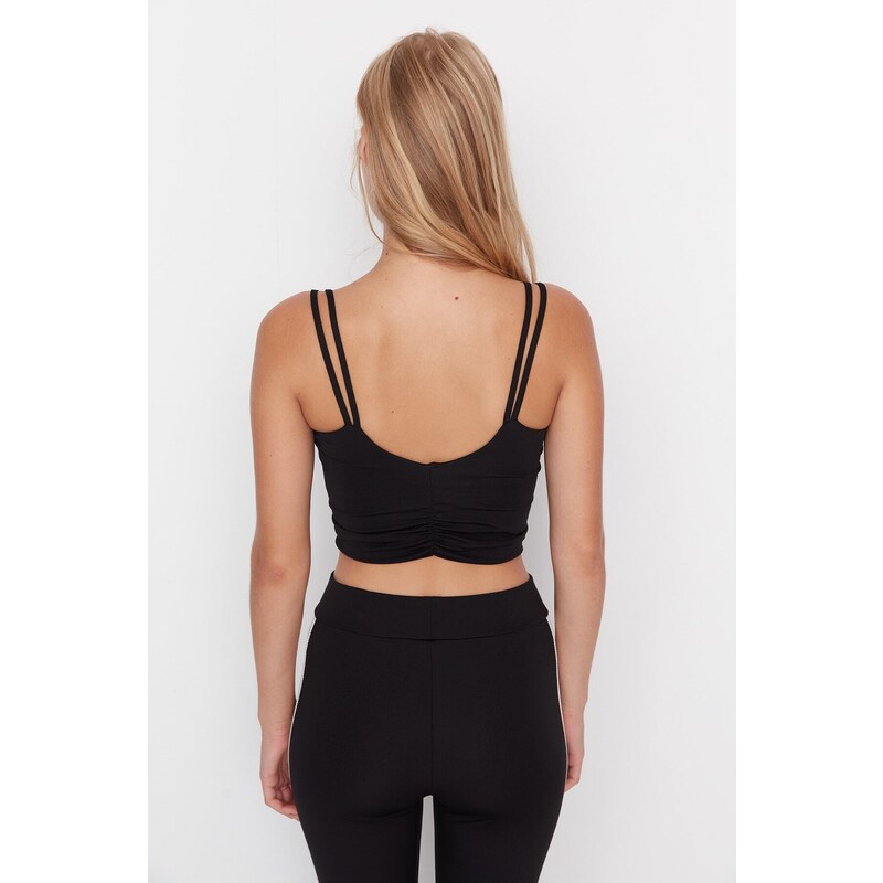 Trendyol Black Supported/Shaping Double Strap V-Neck Knitted Sports Bra