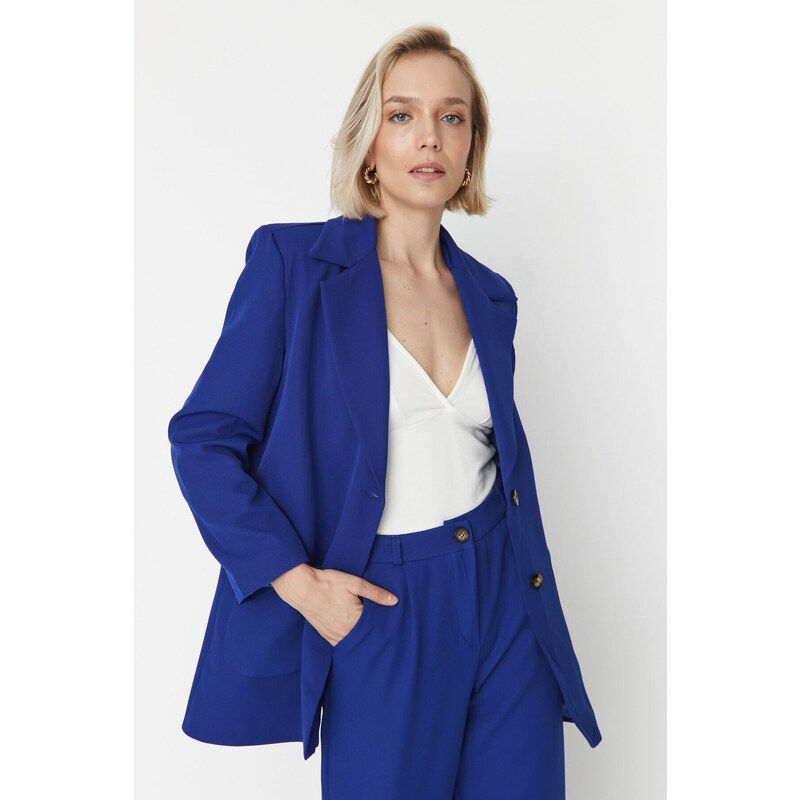 Trendyol Saxon Blue Woven Buttoned Jacket