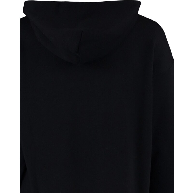 Trendyol Black Oversize/Wide-Fit Hooded Tiny Embroidery Detail Thick Sweatshirt