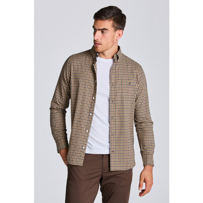 KOŠILE GANT D1. REG GINGHAM TWILL SHIRT hnědá S