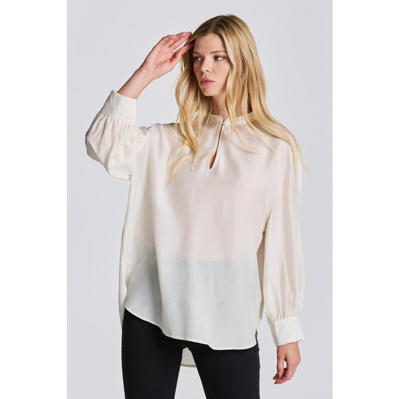 KOŠILE GANT D2. LYOCELL SILK POP OVER BLOUSE bílá 36