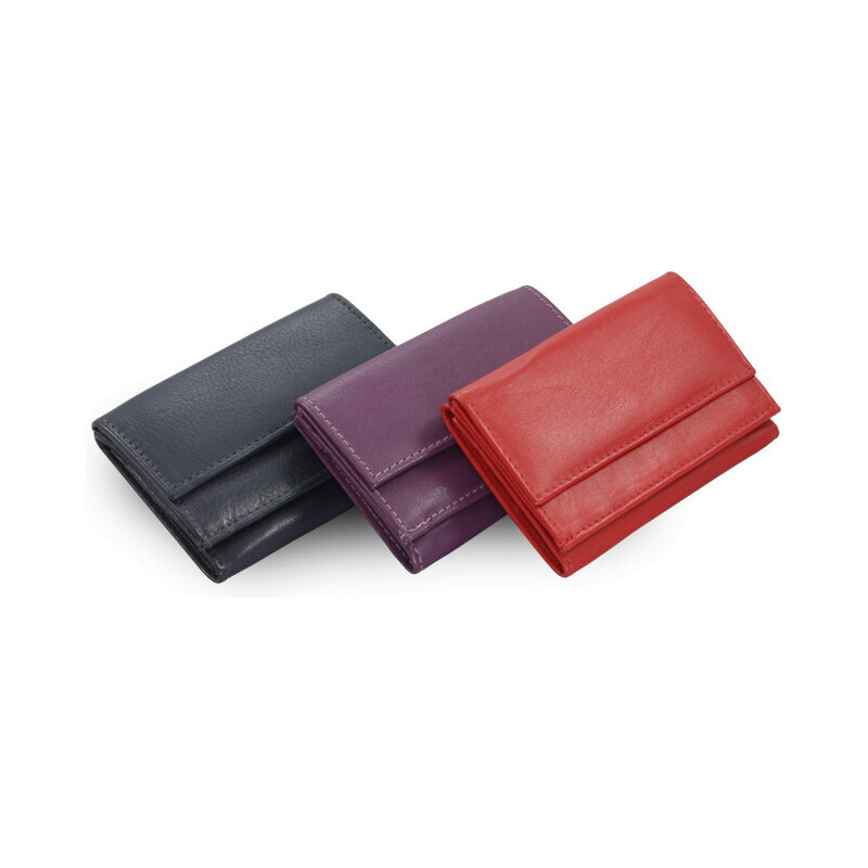 Fialová kožená mini peněženka Athena