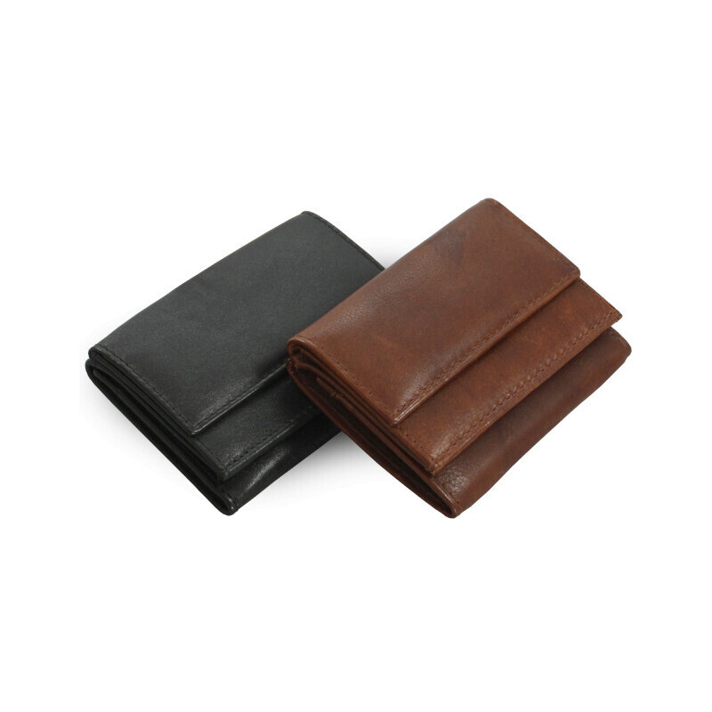 Tmavě hnědá kožená mini peněženka Athena