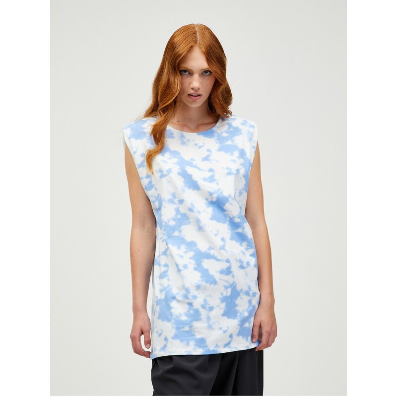 Modro-bílé vzorované dlouhé tričko Pieces Tabbi - Dámské