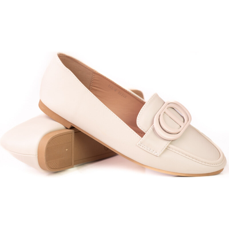 Elegant women's loafers Shelvt beige