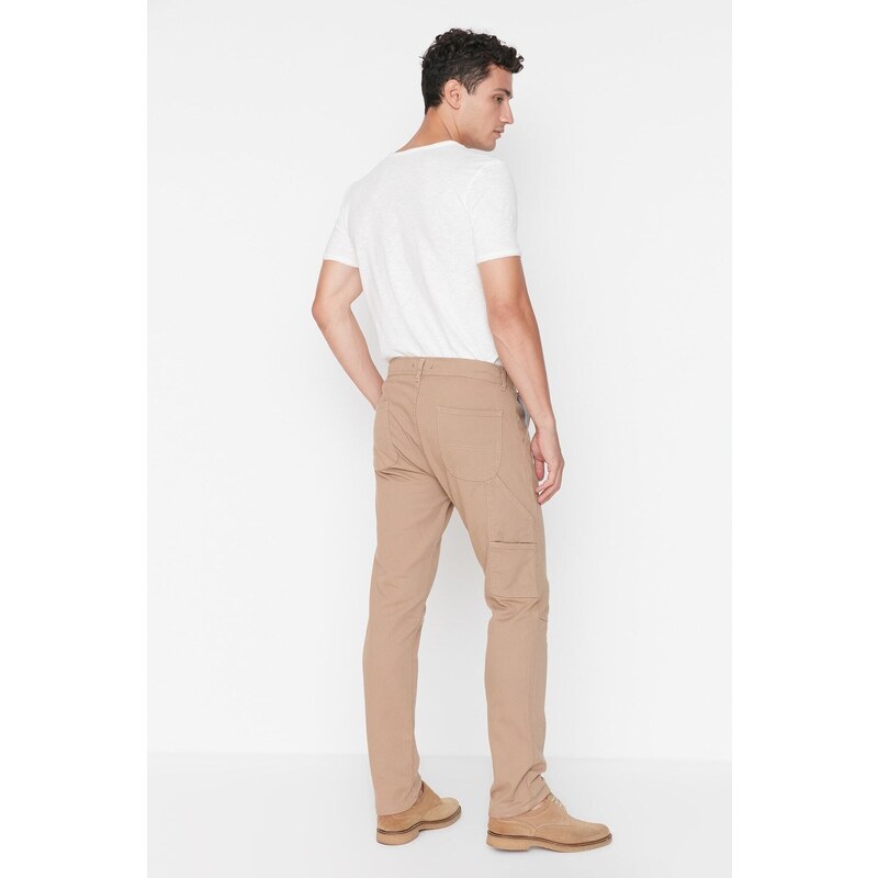 Trendyol Camel Men's Regular Fit Cutout Trousers with Pockets at the Back