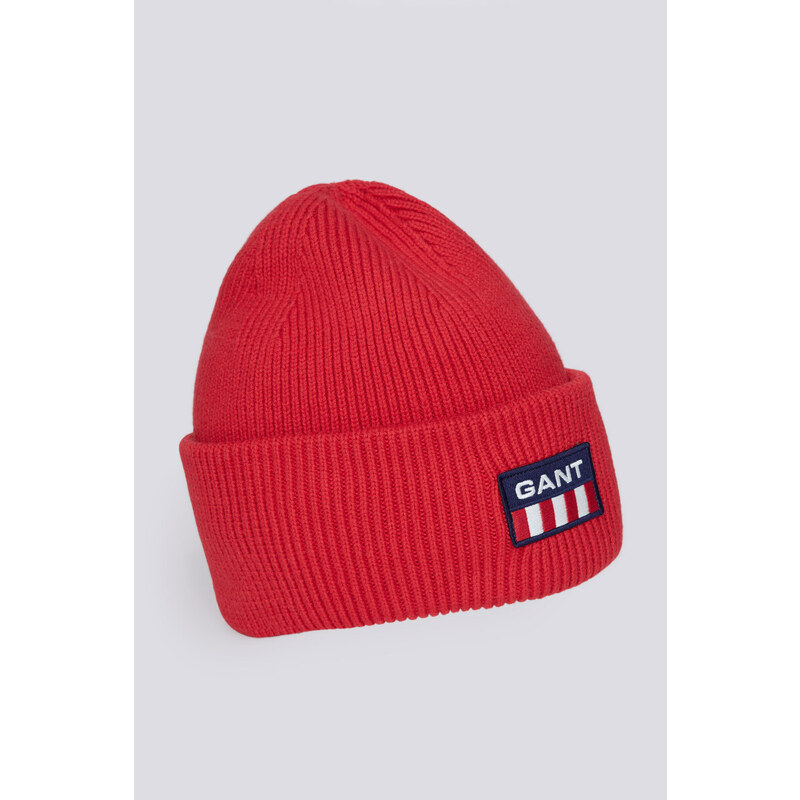 ČEPICE GANT UNISEX. RETRO SHIELD BEANIE červená None