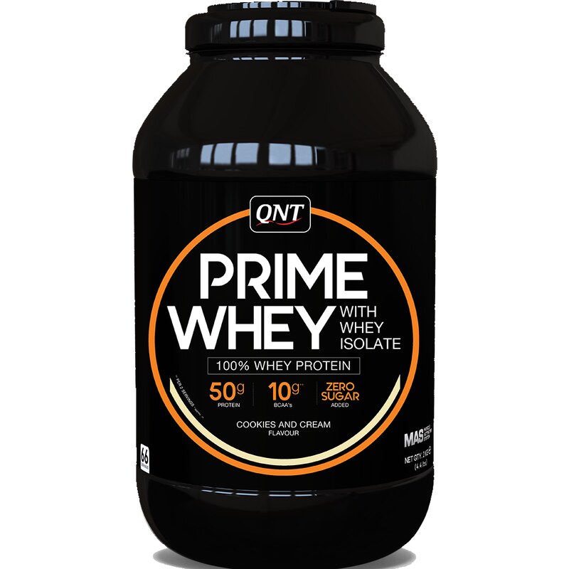 Proteinové prášky QNT PRIME WHEY- 100 % Whey Isolate Concentrate Blend 2 kg Cookies & Cream mas0037