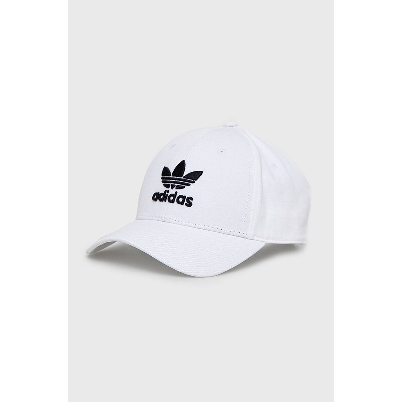 Bavlněná baseballová čepice adidas Originals bílá barva, s aplikací, FJ2545