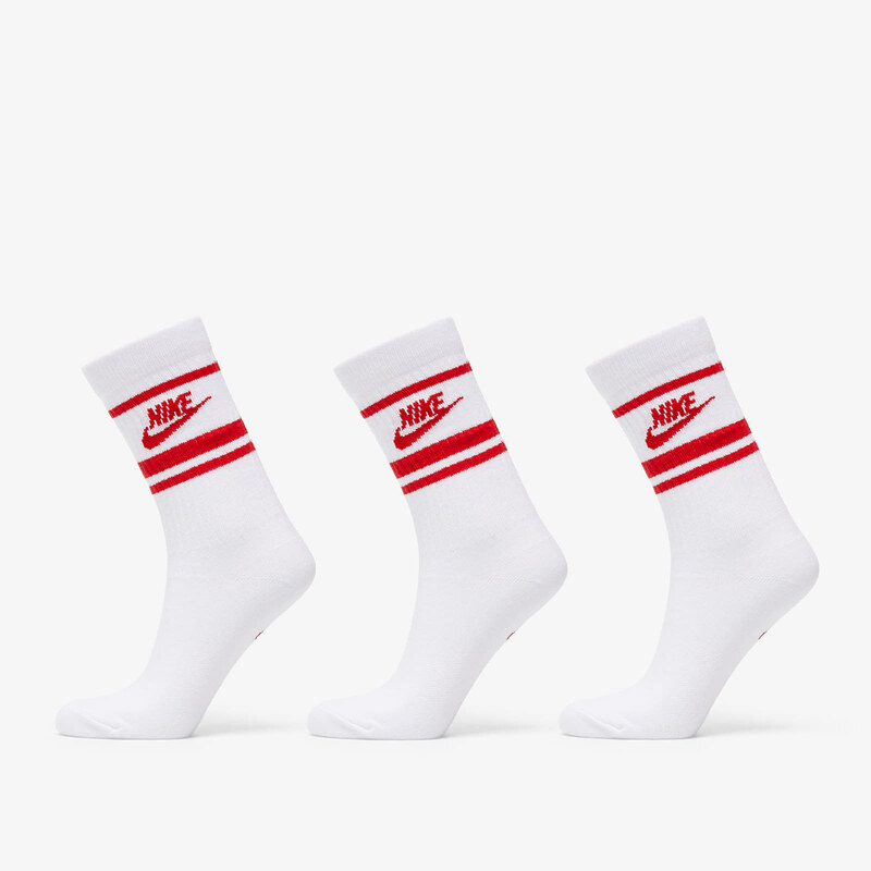 Pánské ponožky Nike Sportwear Everyday Essential Crew 3-Pack Socks White/ University Red