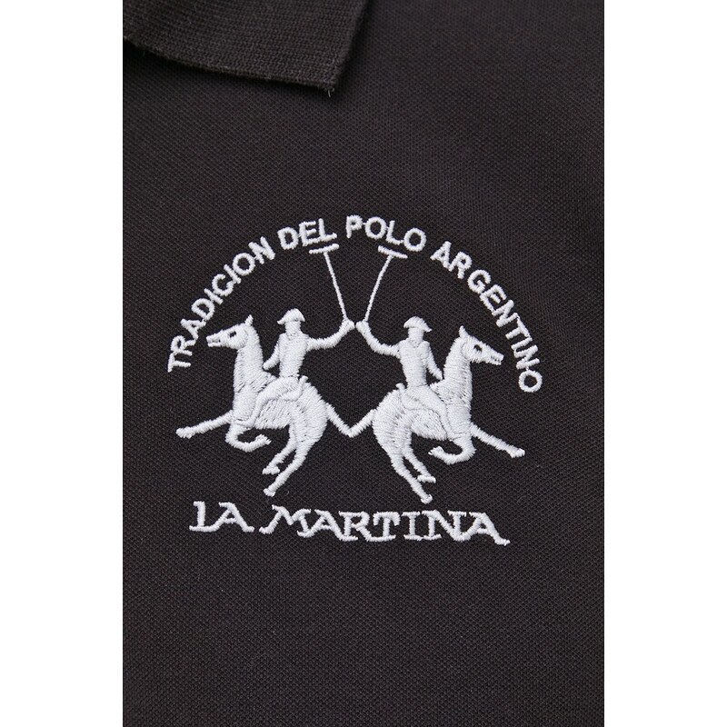 Tričko s dlouhým rukávem La Martina černá barva, s aplikací
