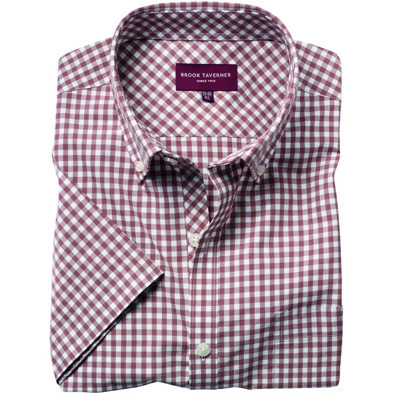 Pánská károvaná košile Portland s krátkým rukávem Tailored Fit Brook Taverner