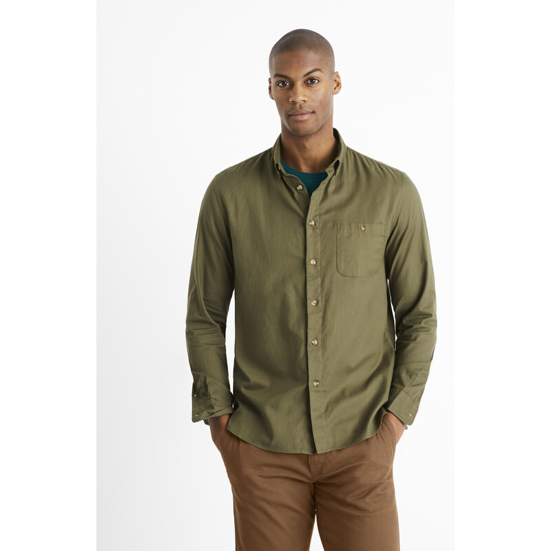 Celio Košile twill regular Carobone - Pánské