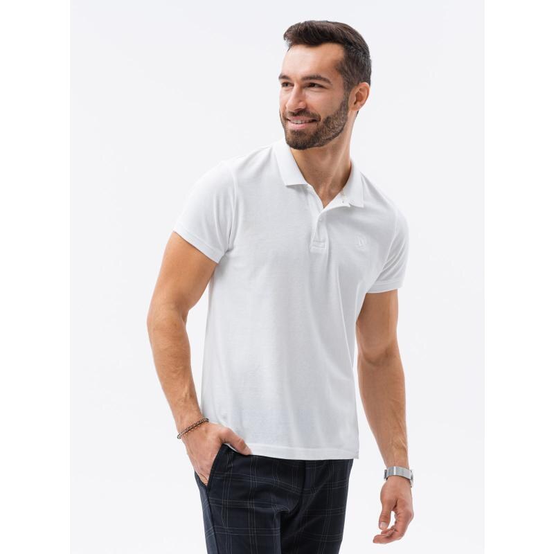 Ombre Clothing Pánské tričko polo ADENO bílé 3-pack