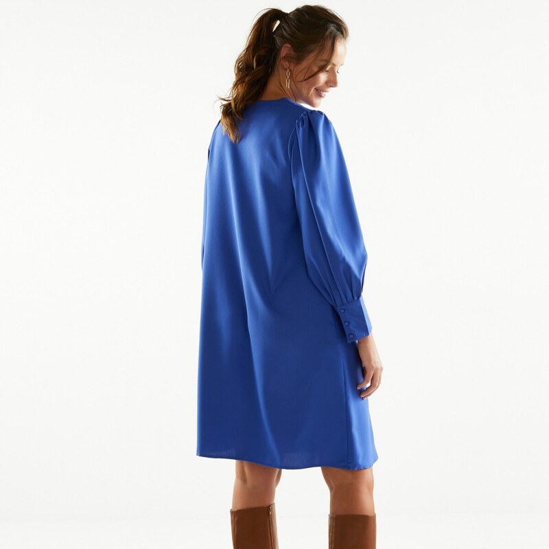 Blancheporte Rovné krepové šaty, jednobarevné tmavě modrá 38