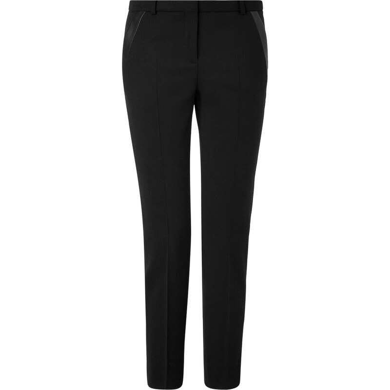 The Kooples Stretch Wool Pants with Leather Trim