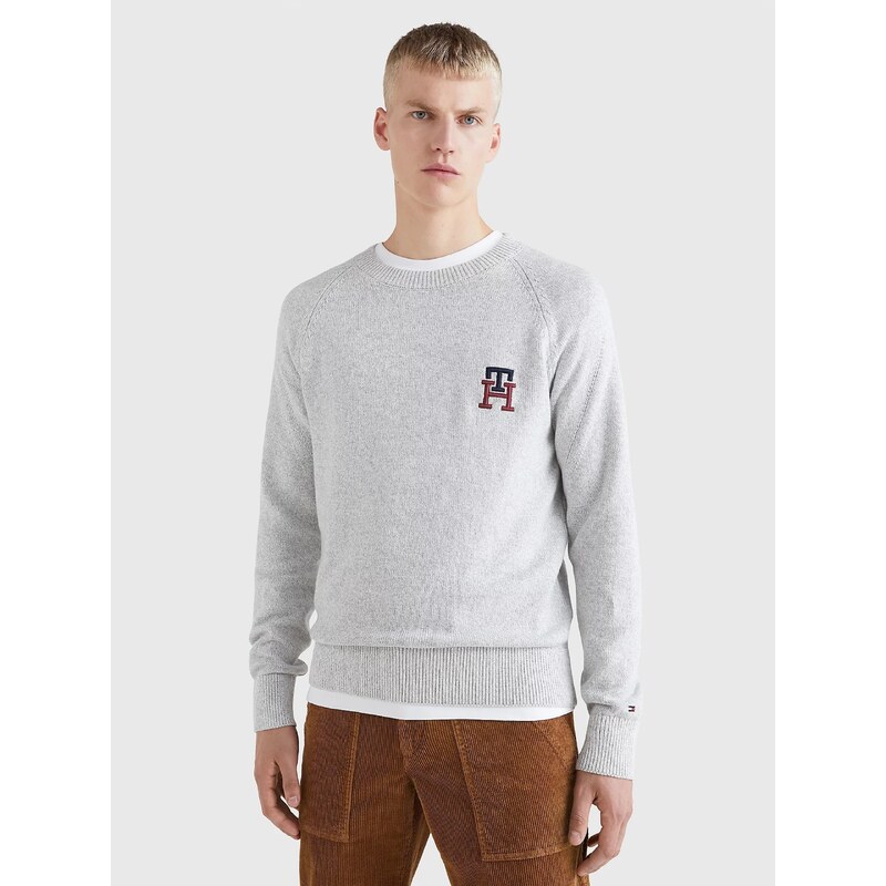 Tommy Hilfiger pánský světle šedý svetr TH Monogram