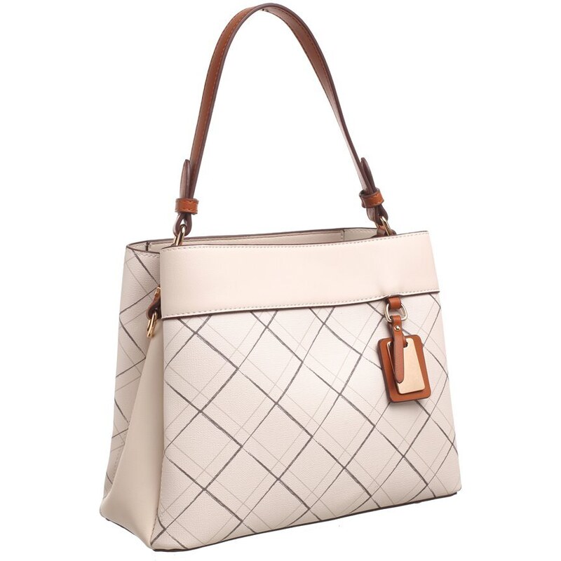 Paula Rossi Kabelka Checked Citybag Beige