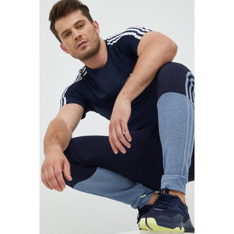 Tréninkové tričko adidas Performance Techfit 3-stripes tmavomodrá barva, s potiskem