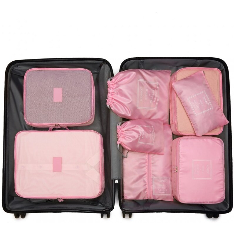 Kono 8 kusů cestovních organizérů do kufru - Růžová