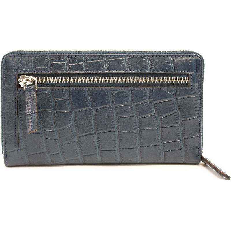 Tmavě modrá croco dámská kožená zipová peněženka Rutger