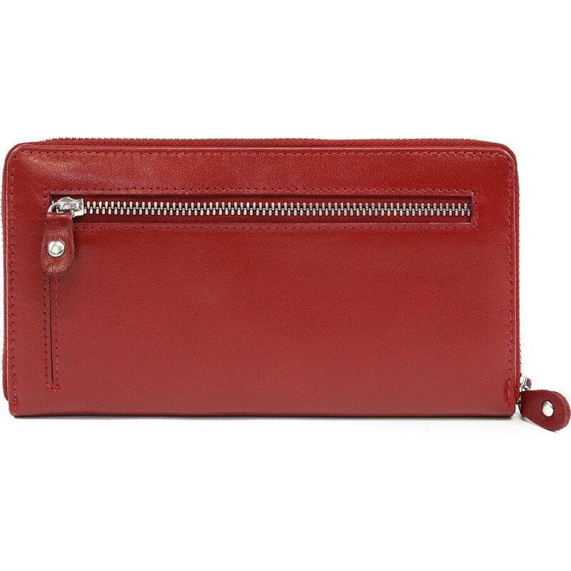 Červená dámská kožená zipová peněženka Gudmar