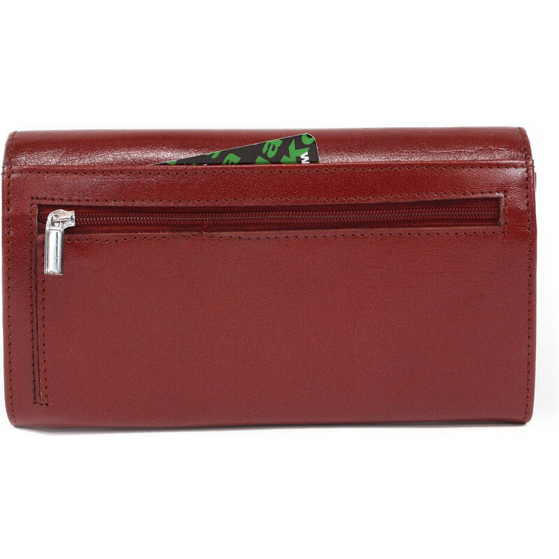 Tmavě červená dámská kožená klopnová peněženka Ingemar