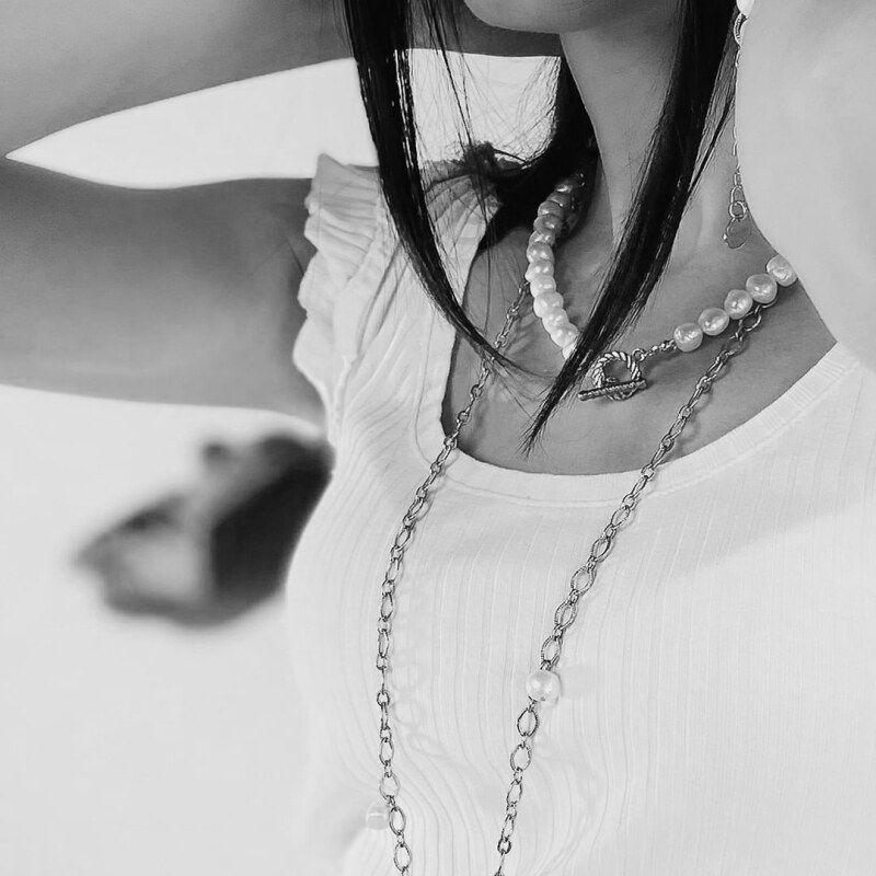 Manoki Perlový náhrdelník Katerina - chirurgická ocel, říční perla