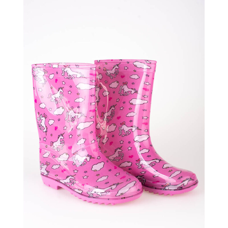 High girls' wellies with Shelvt pattern pink