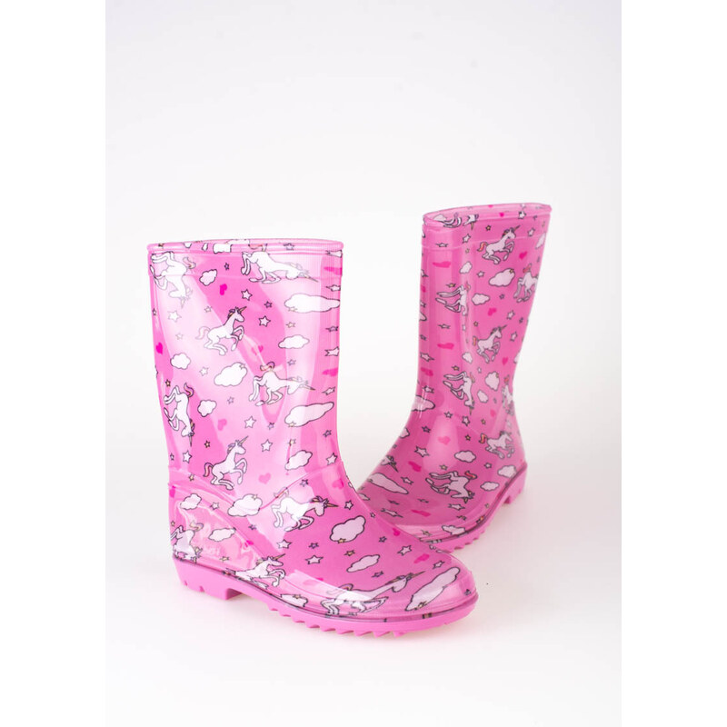 High girls' wellies with Shelvt pattern pink