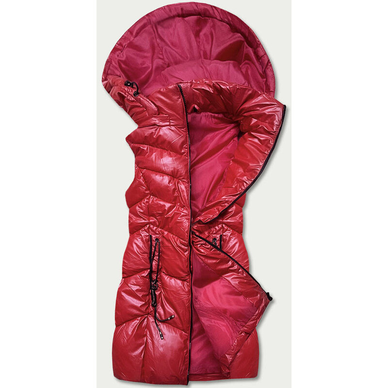 S'WEST Lesklá červená vesta s kapucí (B8025-4)