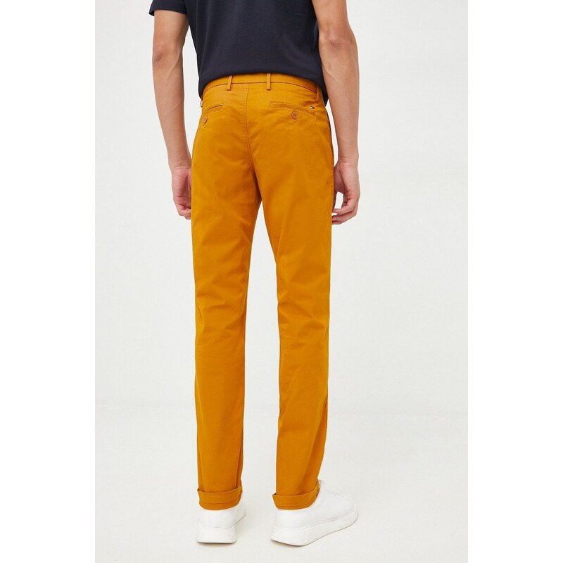 Kalhoty Tommy Hilfiger pánské, hnědá barva, ve střihu chinos