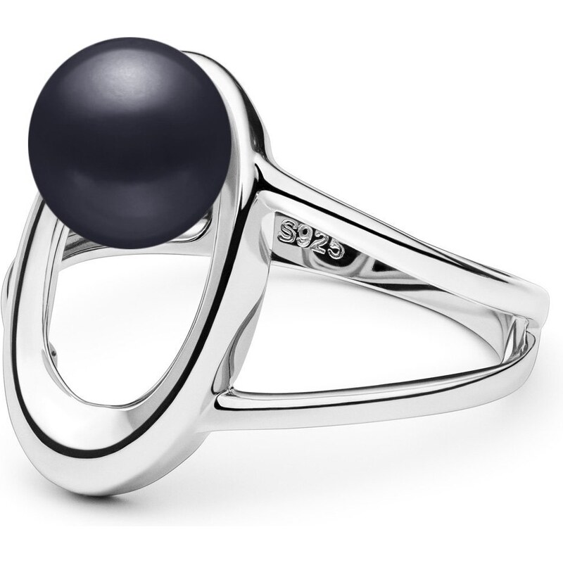 Stříbrný prsten s černou sladkovodní Gaura perlou Planet Shop
