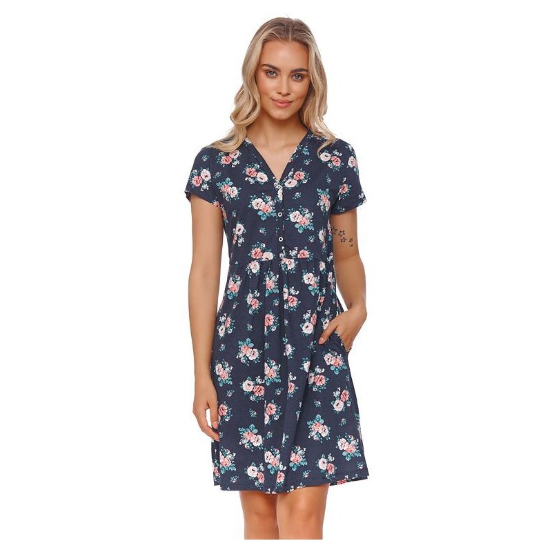 DN Nightwear Noční košile Diana Roses tmavě modrá