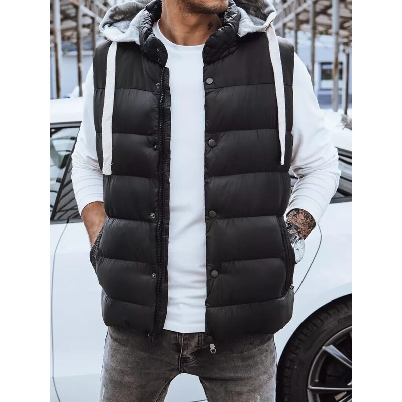 Dstreet Trendy vesta s kapucí v černé barvě