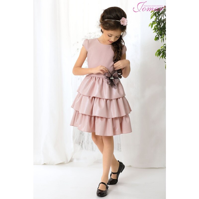 Dívčí šaty růžové lesk Jomar 864 98-152
