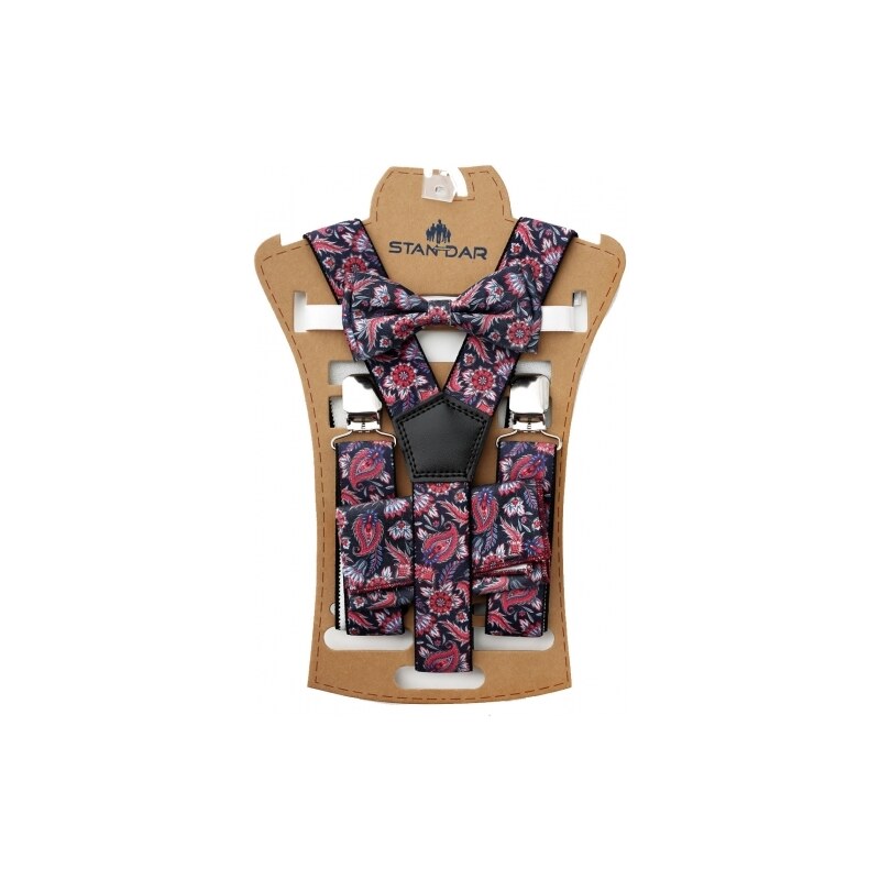 Chlapecký/dětský set šle a motýlek červené vzor 73473111