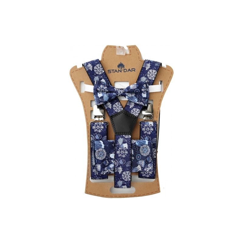 Chlapecký/dětský set šle a motýlek modré vzor 73473112