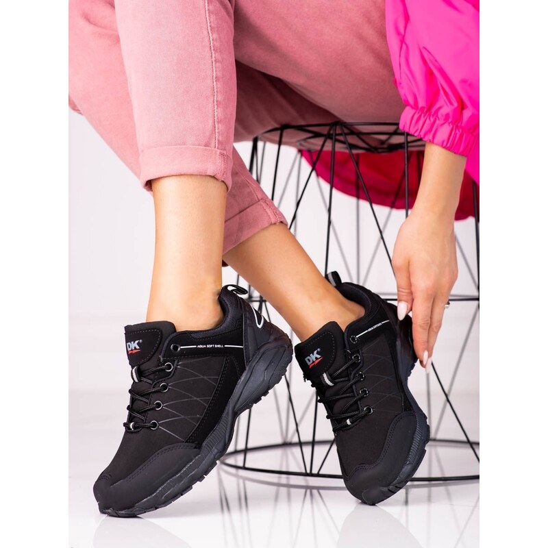 DK Exkluzívní černé trekingové boty dámské bez podpatku