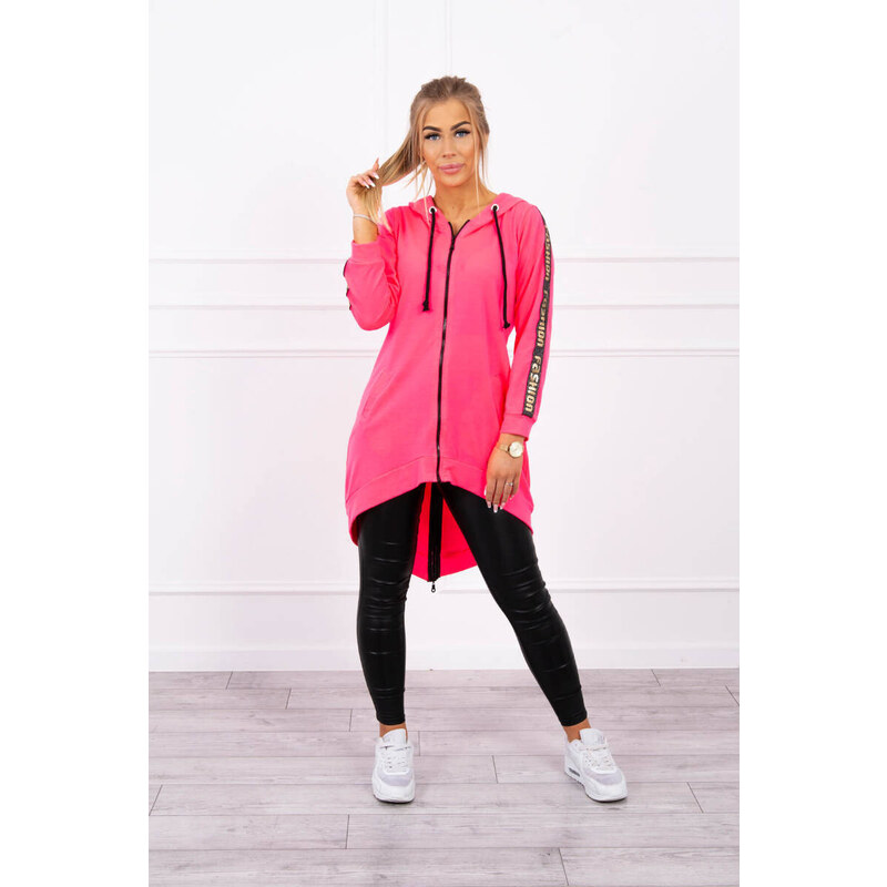 K-Fashion Mikina se zipem na zádech růžová neonová