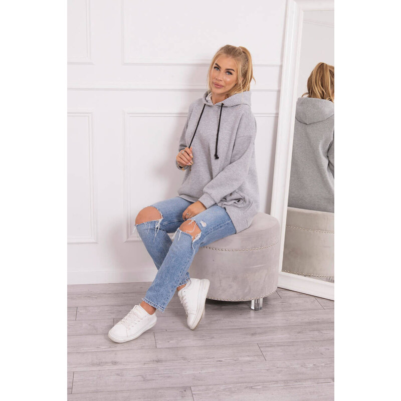K-Fashion Zateplená mikina se zapínáním na druky šedá 84212861