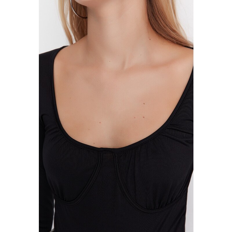 Trendyol Black Knitted Body with Decollete Detailed