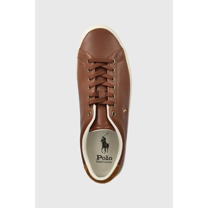 Kožené sneakers boty Polo Ralph Lauren Longwood hnědá barva