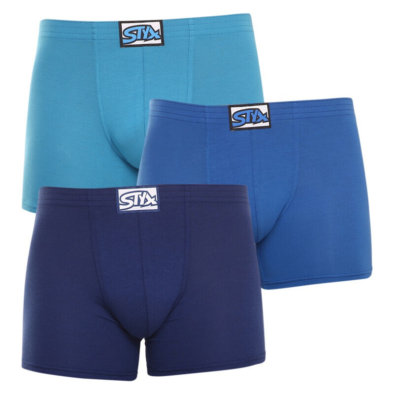 3PACK pánské boxerky Styx long klasická guma modré (F9676869)