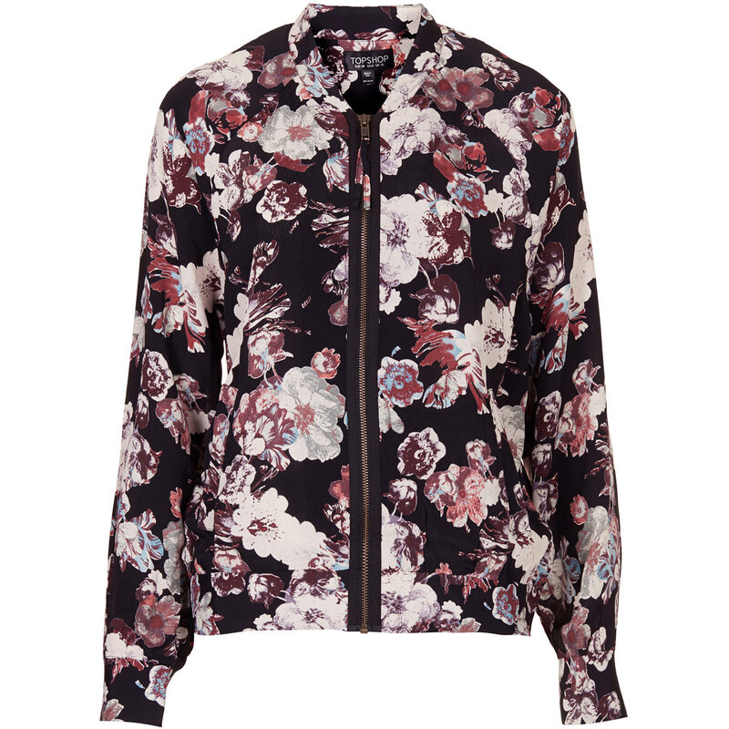 Topshop Blurred Flower Bomber Jacket